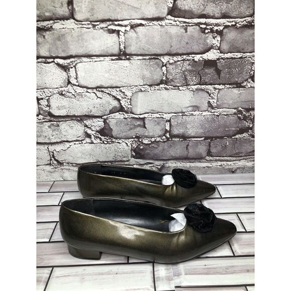 I. Magnin Green Metallic Patent leather Slip On Heeled Shoes Women Sz 6M US/36EU - Picture 8 of 16